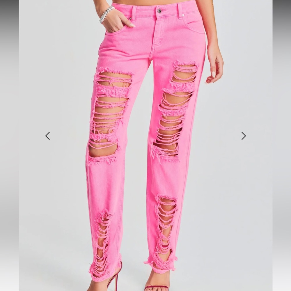 NWOT Retrofete Distressed Pink Jeans